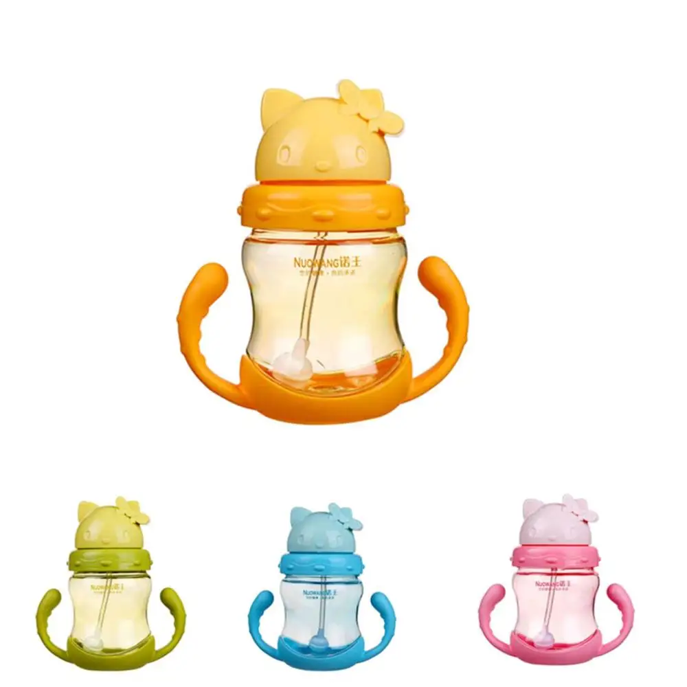 UNIKIDS Warna Acak Bayi Jerami Botol Dengan Menangani Lucu Kartun