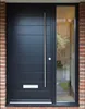 modern design swing open entry gate with tempered glass steel door