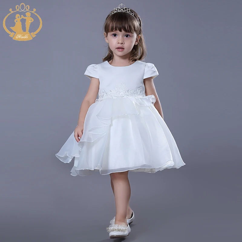 Nimble Baby Kids Party Wear Wholesale Embroidered White Ruffle Chiffon ...