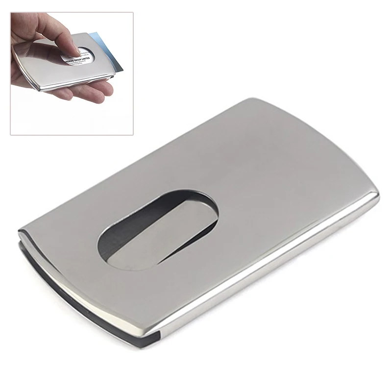 New Business Card Holder Stainless Steel Women Men Thumb Slide Out New 1 Piece Business Card Holder Stainless Steel Women Men Thumb Slide Out Pocket Id Banks