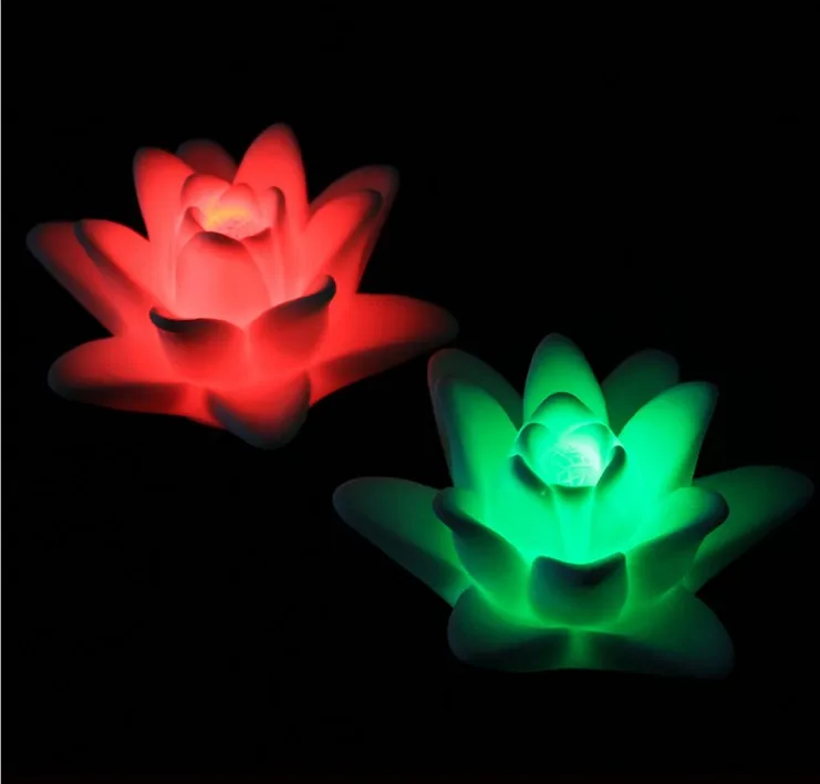 Color Changing Led Floating Lily Mood Night Light /water Activated Led