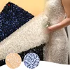 Factory direct wedding dress glitter lace glass beaded fabric sequins mesh Women's beads pearls flat Embroidery Fabric Lace