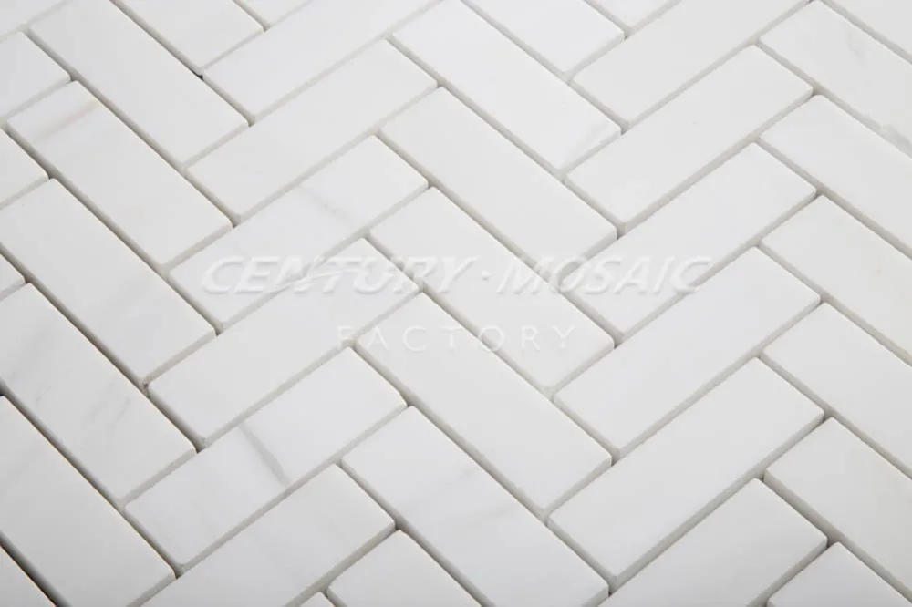 Azulejos De Suelo De Baño De Mosaico De Espiga De Mármol Blanco - Buy