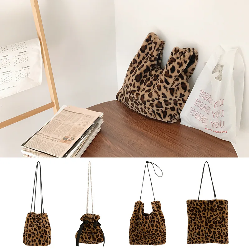 topshop leopard print teddy faux fur shoulder bag