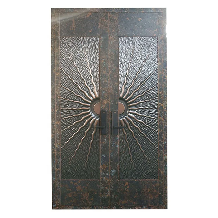 Винтаж Copepr главные двери конструкции двойные двери Медь Роскошные передние двери