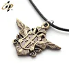 Top quality wholesale cheap custom 3d Bas-relief double eagle metal ancient gold dog tag with necklace