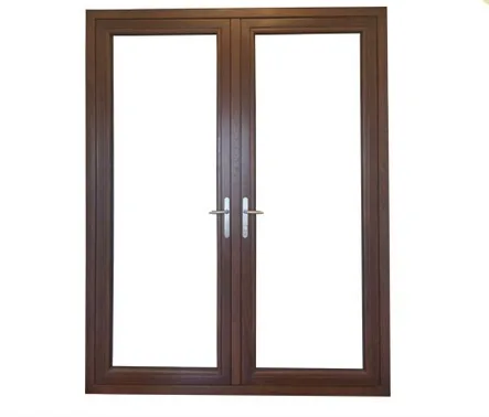 Wood Grain Aluminum Swing Doors , Exterior Glass Swing Door Low E Glazed