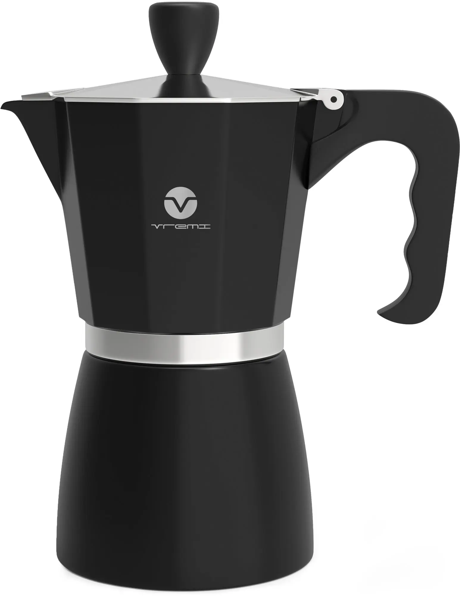 Strong Handle ETHDA Stovetop Espresso Maker Latte Safety Valve Aluminum 3 Cup Coffee Maker for Italian Cappuccino On the Go Camping Pot Extra Gasket Included Silver Moka Pot