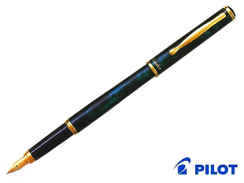 Pilot Fine Nib Fountain Pen Cavalier, Marble Black and Blue Body (FCA-5SR-BL-F)