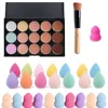 15 Color Concealer Foundation Cream Kit Makeup Foundation Palette with Cosmetic Brush and Puff