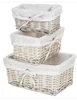 White Wash Wicker Storage Basket White Lining L27xm x w13cm x H11cm