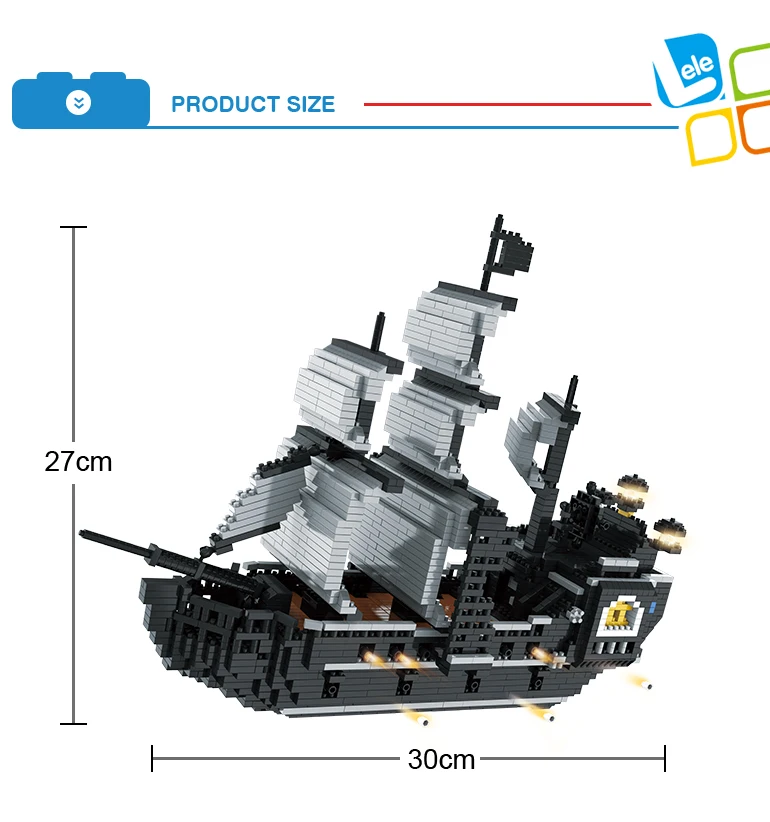 Pirate Battleship Fearless Jack Mini Building Block Nanoblock 305 a F01 
