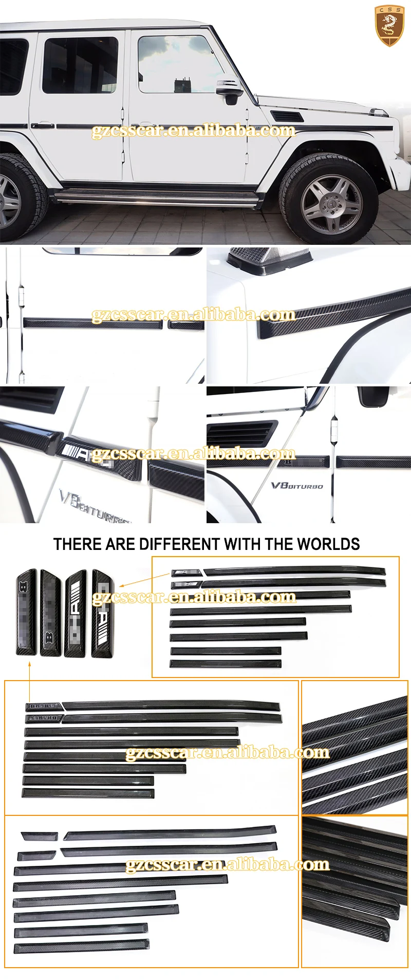 Suitable For Mercedes-benz G500 Auto Accessories Body Kits Side Door Car CF Material Protection Strips