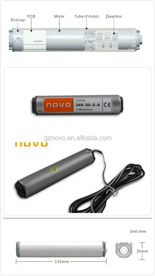 Novo Dc 24v Blind Motor Roman Blind /pleated Blind/honey Comb