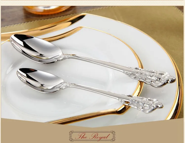 Luxury Royal Gold Plated Restaurant Cutlery 18/8 High End Stainless Steel Metal Golden Black