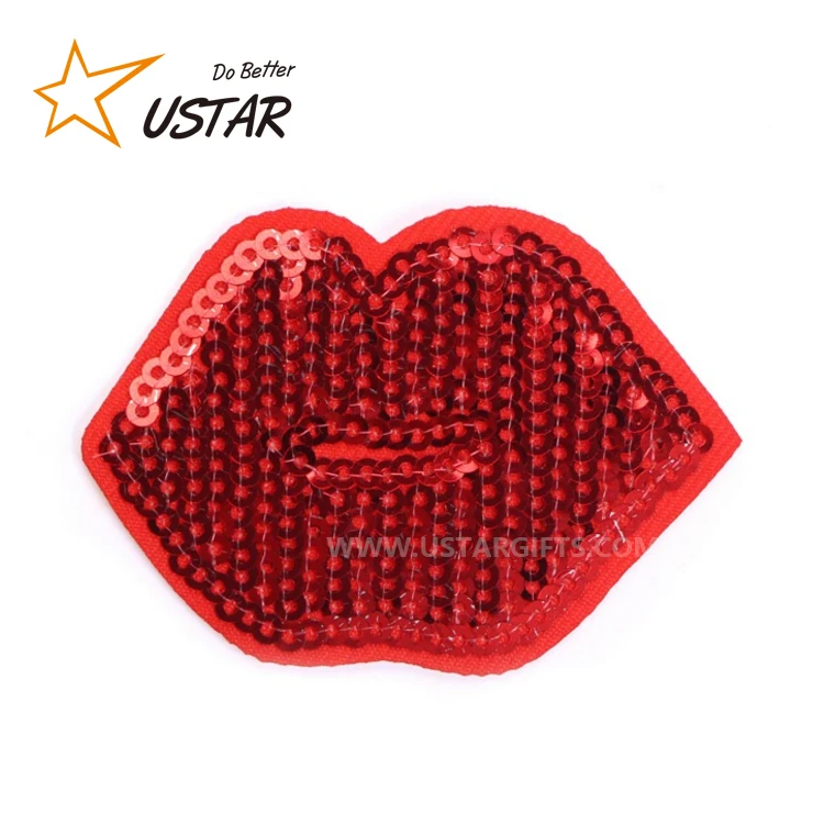 Sequins Red Cherry Ironon Applique,Custom Reversible Sequin Embroidery