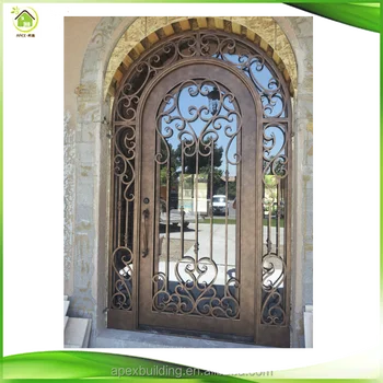 Unique Arched Wrought Iron Elegant Single Wine Cellar Entry Doors