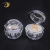 Custom Arabic Clear Crystal Ring Boxes Transparent Acrylic Plastic Round Jewelry Box