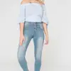 Ladies off shoulder gingham tops