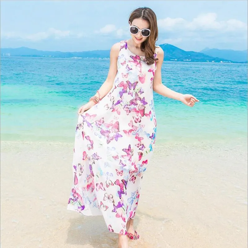 Latest Garment Women Long Frocks Butterfly Design Dress Summer Beach ...