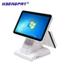 HSPOS free shipping Dual screen cash register pos with built-in 2inch printer all in one pos system terminal