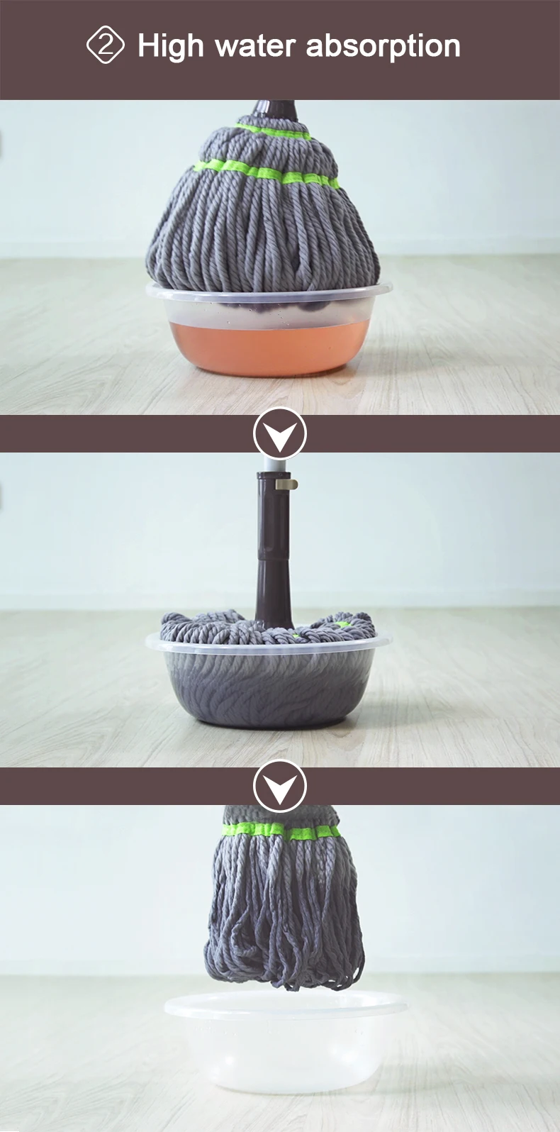 2017 Boomjoy Twist Microfiber Yarn Mop Hands Free Cleaning Mop Lazy Mop For Floor Cleaning 