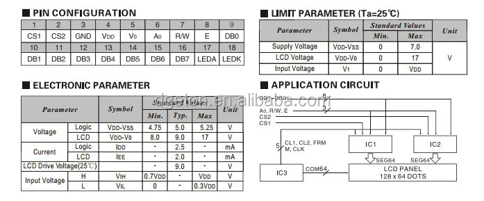 Graphic 128X64 pixel meter LCD display module