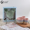 Eco-friendly Colorful Cartoon Kids Tableware Set with Wheat Straw Bowl Fork Spoon Chopstick