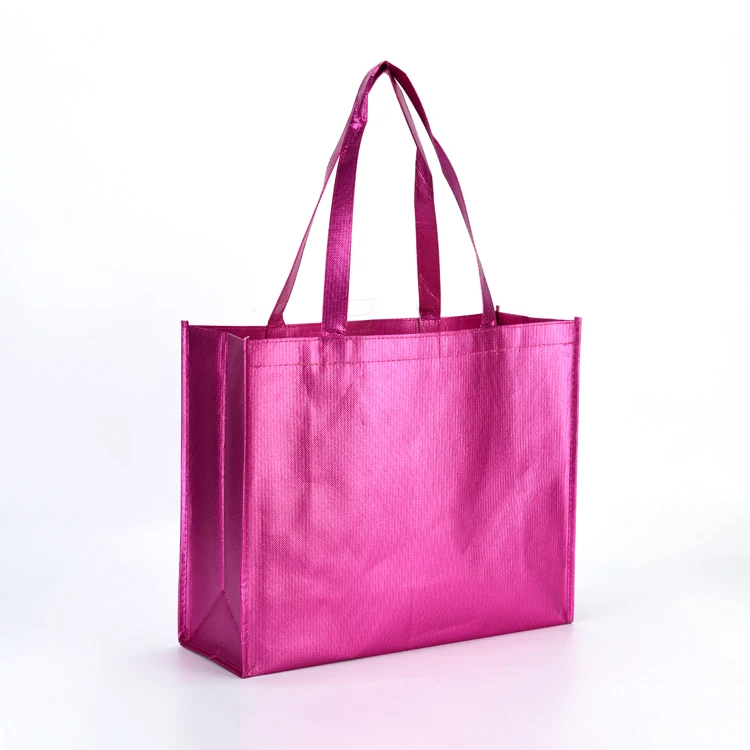 pink metallic tote bag