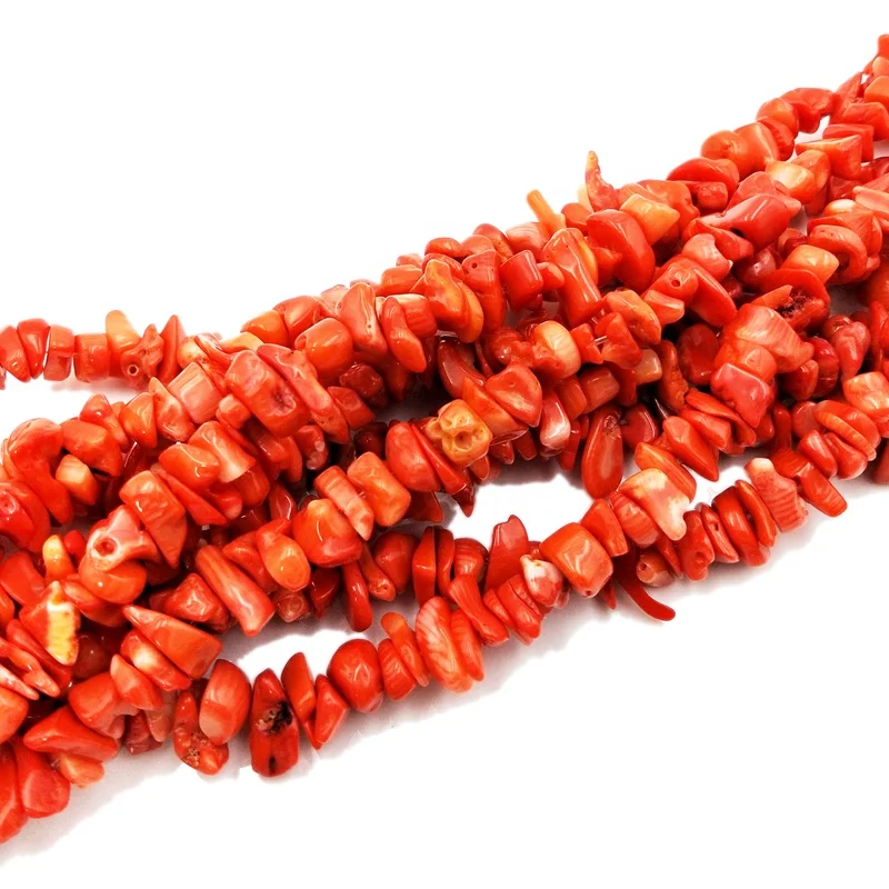 salmon pink natural bamboo coral freeform pebble beads bamboo