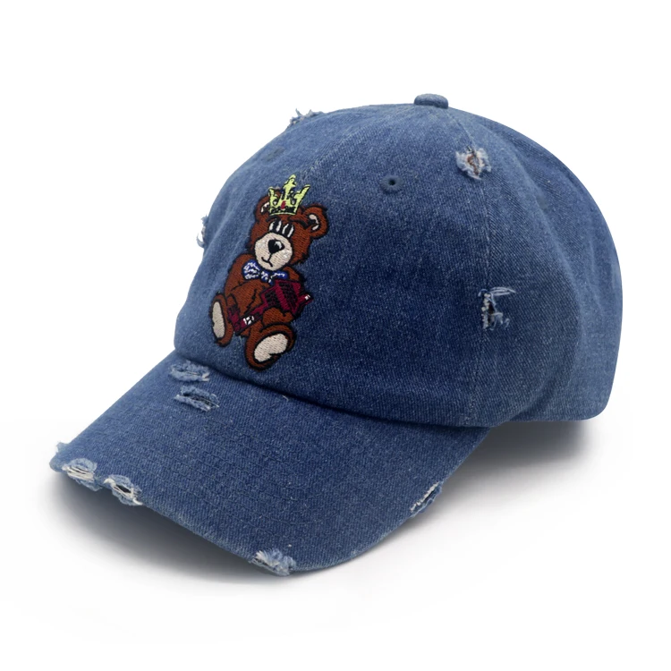 distressed denim dad hat