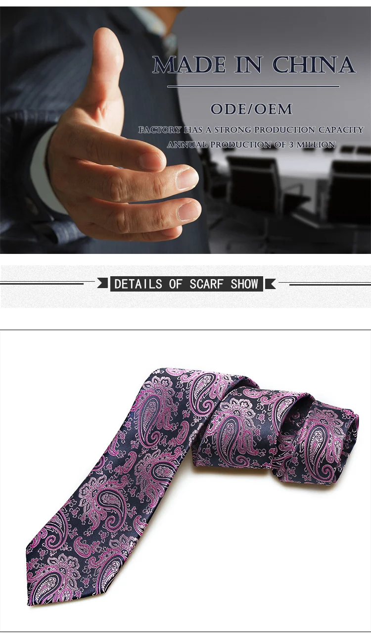 Popular Woven Jacquard Paisley Pattern Business Mens Polyester Neck Tie