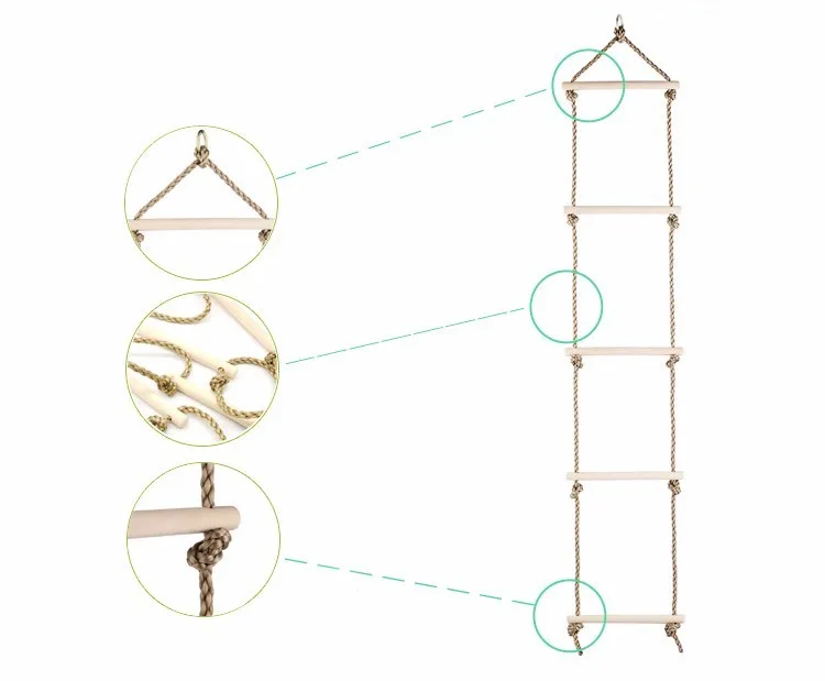 5 Steps Pe Rope Ladder Wooden Climbing Net Swing Ladder For Kids Buy