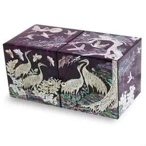 Korean Antique Purple Lacquer Mother Of Pearl Nacre Inlaid Korean Antique Purple Lacquer Mother Of Pearl Nacre Inlaid