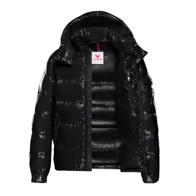mens black shiny bubble coat