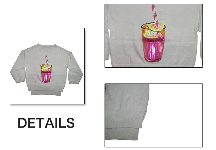 Latest Design New Autumn Unique Baby Girl Sequin Embroidery Children Sweater