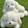 Custom fluffy white adorable smile groveling dog plush toy