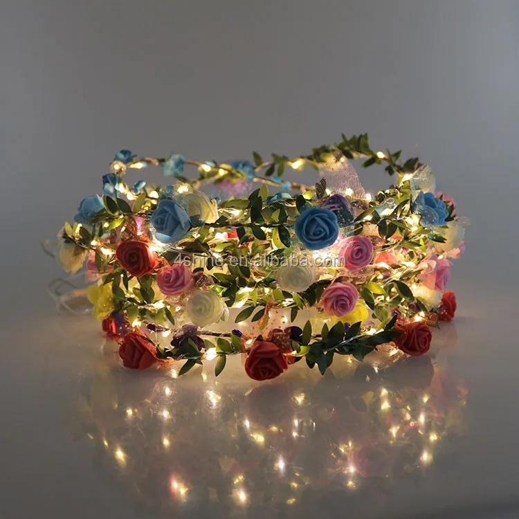 Led Hair Decoration Angel Garland Flower Wreath Rose Clips Led String Light - Buy Glow In The ...