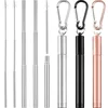 Hot Telescopic straw metal drinking flexible straw with cleaning brush