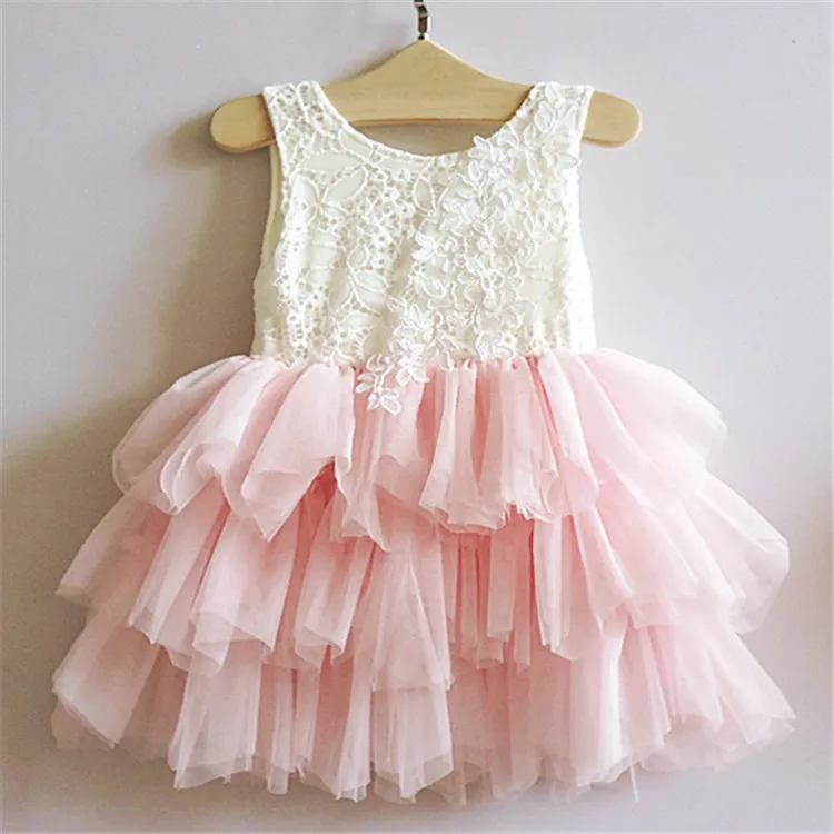 Wholesale Kid Clothing Summer 1 Year Old Baby Party Girls Lace Dress Cute Baby Girls Party