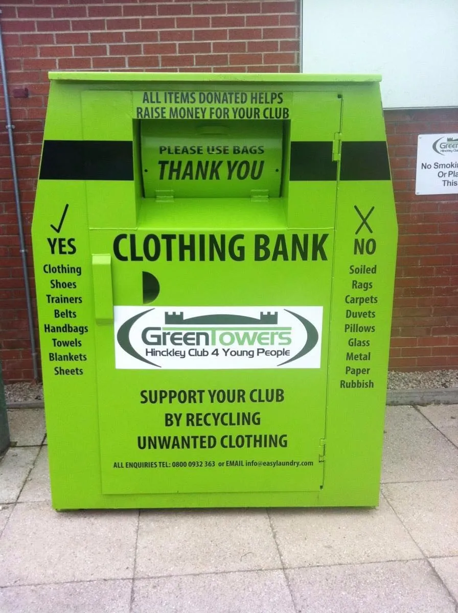 Green Can Clothing Recycling Donation Drop Bin Buy High Quality Out