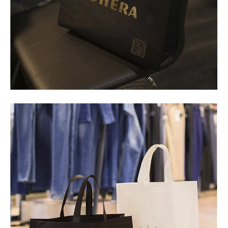 Customized Logo Printed Tote Bag Foldable Reusable Shopping Folding Non Woven Bag With Handle