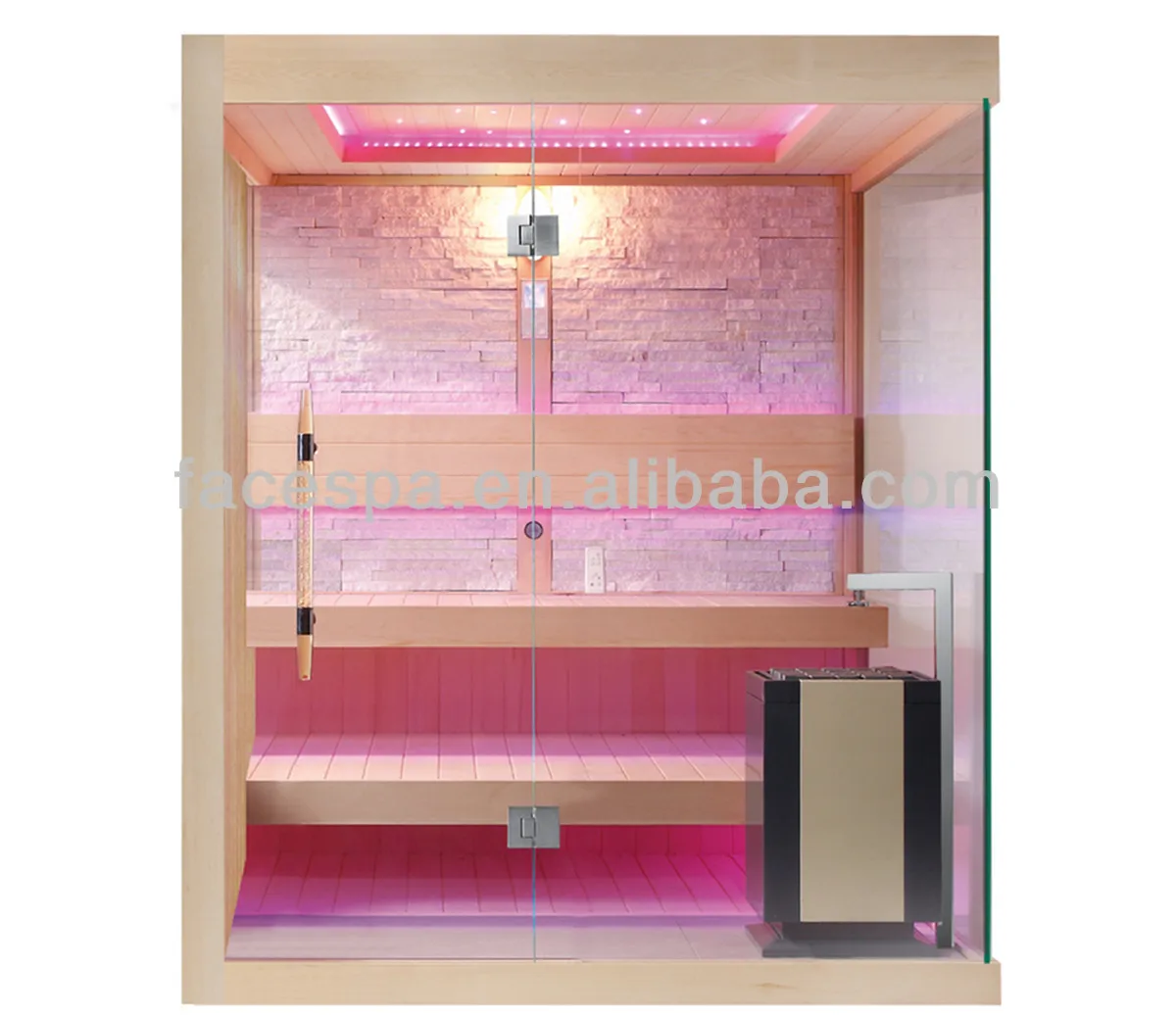 Moderne sauna, luxe houten stoomcabine met 2 stappen stoel voor 4 ...