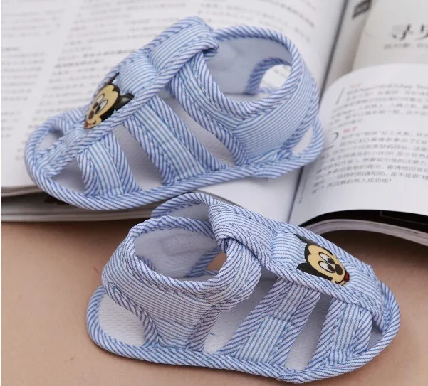 Cute lovely gifts fashion pair Baby first walkers Stripe mickey Baby Shoes girls Soft Sole blue