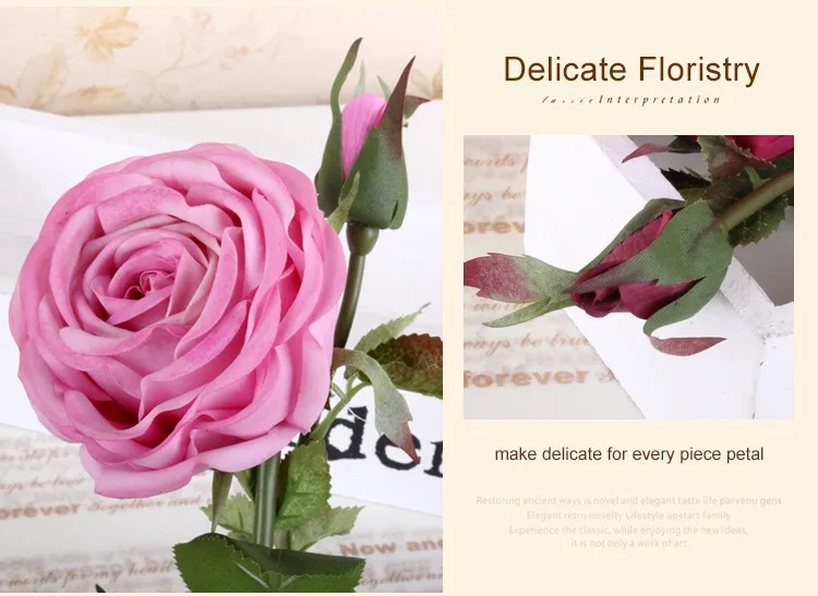 Sa347 Wholesale Artificial Flowers Wedding Plastic Roses Imitation