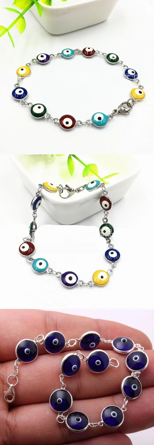 Stainless Steel Turkish Style Blue Evil Eye Jewelry Bracelet Wholesale