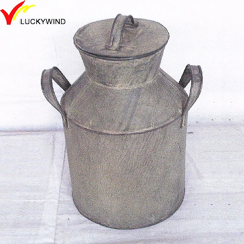 Handcraft Vintage Galvanized Metal Milk Can With Lid Handcraft Vintage Galvanized Metal Milk