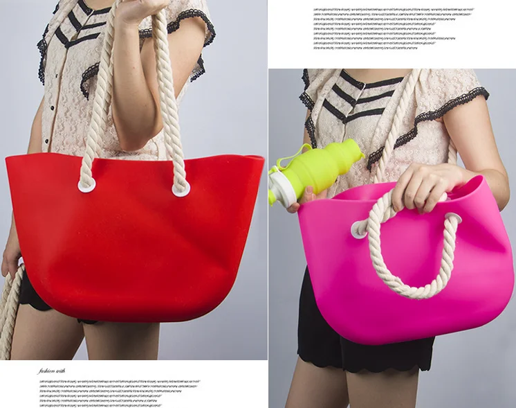 Fashion Candy Colorful Silicon Ladies Shopping Beach Tote Bag With