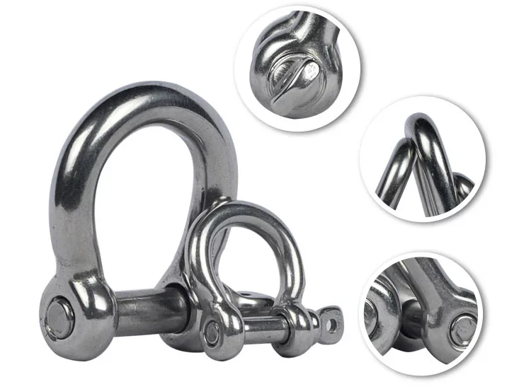3/4" Stainless Steel Wire Rope Shackle Black D Ring Shackle