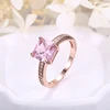 SAR7338 Unique design fashionable princess cut prong setting 18k rose gold plated copper brass jewelry finger ring